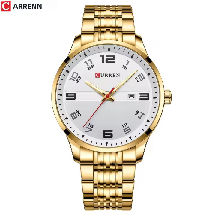 Reloj De Pulsera De Lujo Para Hombre CURREN De Acero Inoxidable Con Movimiento De Cuarzo Manos Luminosas Fecha Automática Estilo Casual - 1