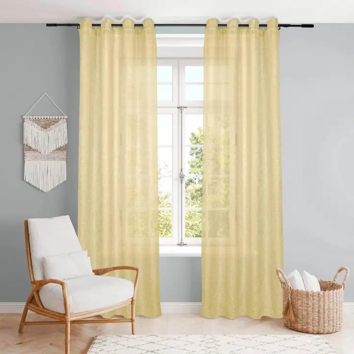 Shoppe house - Cortina Translucido Liso para Ventana - Cortina con Ojales Poliéster Color Sólido para Salón Dormitorio 140x260cm - 1