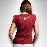 Top Rodeos Anabel Lee - Sin Mangas, Hombros Definidos y Maxi Print Foil Dorado - details 2