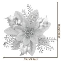 12pcs Flores De Poinsettia Artificiales - Sin Plumas Plásticas Ni Brillo Decoraciones De Navidad Para Árbol Corona Guirnalda - details 4