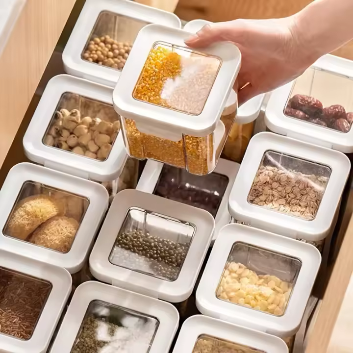 Contenedor De Alimentos Plástico Para Grano Seco Y Frutas Caja De Almacenamiento Para Café Contenedor De Aperitivos Tapa Sellada - 1