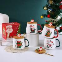 Caja De Regalo De Taza De Cerámica Con Tapa Y Cucharita Para Café Navidad Taza Ecológica Con Accesorios Para Bebidas - details 15