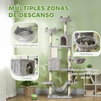 PawHut Árbol Rascador para Gatos Grande Altura 206 cm Árbol para Gatos Torre para Gatos con Plataformas Cuevas Bolas Colgantes y Hamacas - details 3