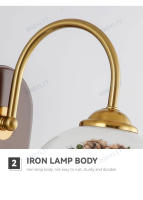 Lámpara De Pared Minimalista Nórdica Luz De Dormitorio Lámpara Retro Estadounidense Para Sala De Estar Pasillo Material De Madera Sólida Y Vidrio Transparente - details 7