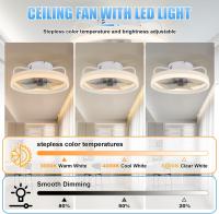 Ventilador de techo con luz, soporta mando APP y mando a distancia, 33cm 55W cabeza ventiladores de techo, rotación reversible con 6 velocidades 3 temperatura de color para dormitorio, estar (Blanco) - details 2