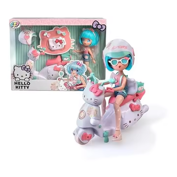Hello Kitty Pretty Pink Scooter Muñeca Fashion con Moto 19.5 cm Famosa HKTF3000 - 1