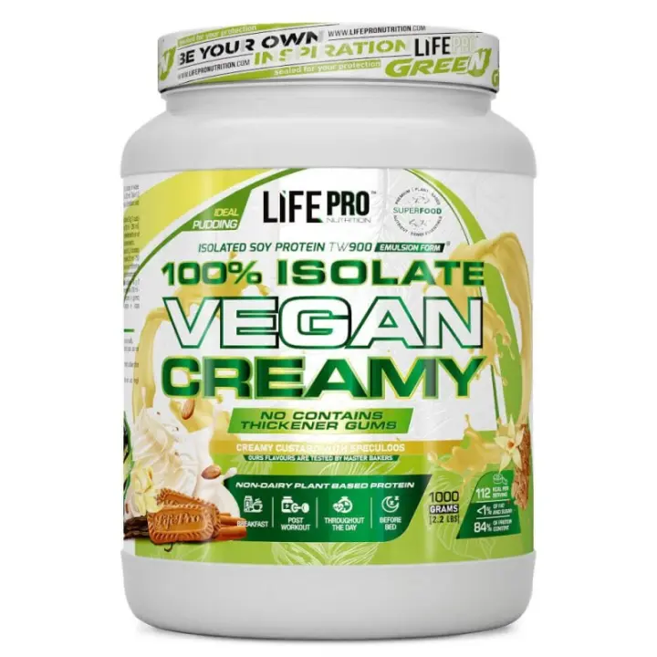 LIFE PRO NUTRITION ISOLATE VEGAN CREAMY 1KG - Proteína de Origen Vegetal Muy Cremosa - Ideal para Dietas Veganas/Vegetarianas - 1