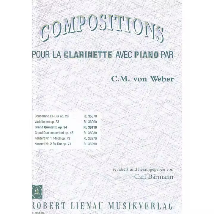WEBER C.M.-Quinteto Op.34 en Sib Mayor para Clarinete y Piano (Baermann) - 1