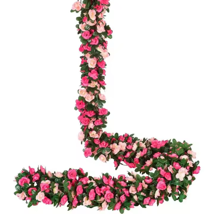 Guirnalda de Rosas Artificiales de 4 piezas, 240 cm, with Hojas Verdes para Bodas, Fiesta y decoración de Jardín. - 1