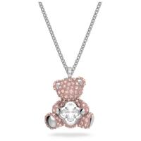 Collar con Collar de Oso de Peluche de Cristal Rosa, collar con dije de Piedra de Trébol de circón transparente - details 0