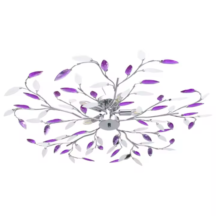vidaXL Lámpara de Techo Brazos Cristal Forma Hoja 5 Bombillas Colgante Color Blanco,  Morado,  Verde y mas - 1