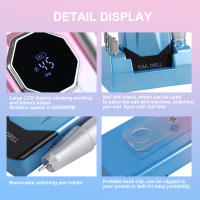 Kit De Máquina De Uñas Profesional Recargable Portátil Con Soporte Para Manicura Y Uñas De Acrílico Velocidad Máxima De 45000RPM - details 6