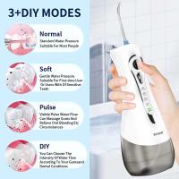 Cecodadi-Limpiafondos de agua para dientes - 4 modos Irrigador bucal dental portátil y recargable Suministros personales de higiene bucal Limpia dientes de agua para el hogar y viajes - details 4