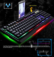Teclado Mecánico G700 Impermeable Con Soporte Para Móvil Estilo De Negocios Luz Metálica Teclado De Juego USB 104 Teclas - details 10