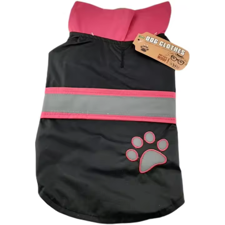 Chubasquero Reflectante para Perro PetStar YJ93438 - Negro y Rosa - 35 cm - 1