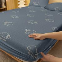 Sábana Ajustada Moderna Y Sencilla Con Impresión De Ballenas En Acabado Mate Cobertura De Cama De Poliéster 100% Sin Almohadillas Incluidas - details 2