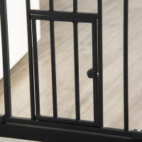 PawHut Barrera de Seguridad para Perros con 1 Puerta Pequeña 74-101x104,1 cm Barrera para Mascotas Extensible con Cierre Automático y Sistema de Doble Bloqueo para Puerta Pasillo Escalera Negro - details 3