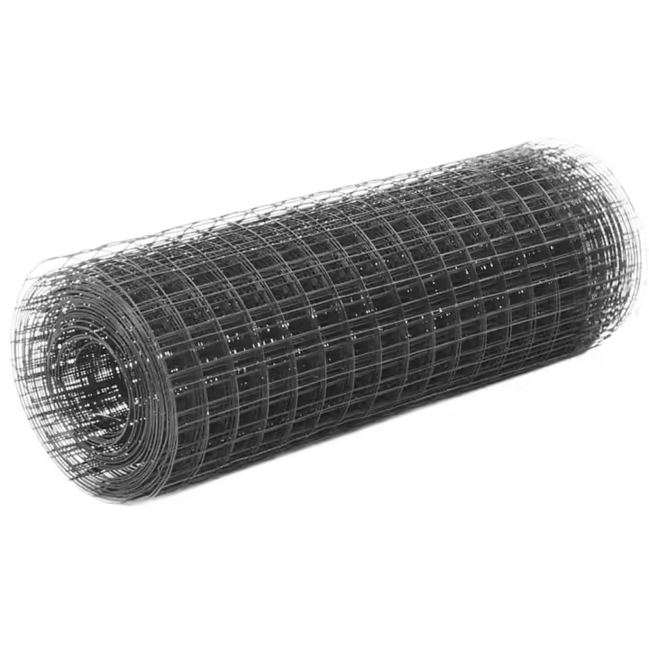 vidaXL Alambrada de gallinero acero recubrimiento PVC gris 25x0,5 m - 1