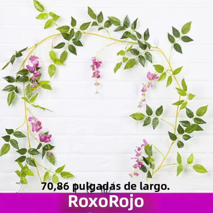 Guirnalda De Flores Artificiales Wisteria Para Decoración De Boda Arco Fondo Plantas Falsas Rattan Ivy Pared Material Seda - 1