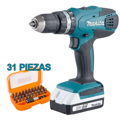 MAKITA - Taladro Combinado MAKITA HP488D001 18V 42Nm 1,5Ah + Regalo Juego Puntas + Adaptador - 1