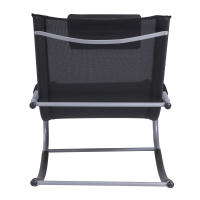 Outsunny Tumbona Mecedora de Jardín con Reposacabezas Reposabrazos Sillón Silla de Exterior Tejido Transpirable y Metal para Playa Patio Terraza 63x144x84 cm - details 6