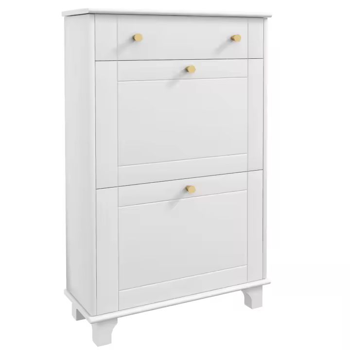 HOMCOM Mueble Zapatero Blanco Zapatero Estrecho con 2 Puertas Abatibles y 1 Cajón para 8 Pares de Zapatos para Entrada Pasillo 60x23,5x98,5 cm - 1