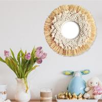Macrame espejos de pared Boho espejo arte decoración Macrame Fringe espejos para pared colgante apartamento hogar dormitorio sala de estar Decoración - details 0