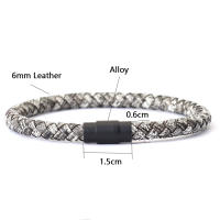 Pulsera De Cuero Minimalista Para Hombre Con Hebilla Magnética Accesorios De Moda Stackable Pulsera De Lujo Para Ocasiones Casual - details 4