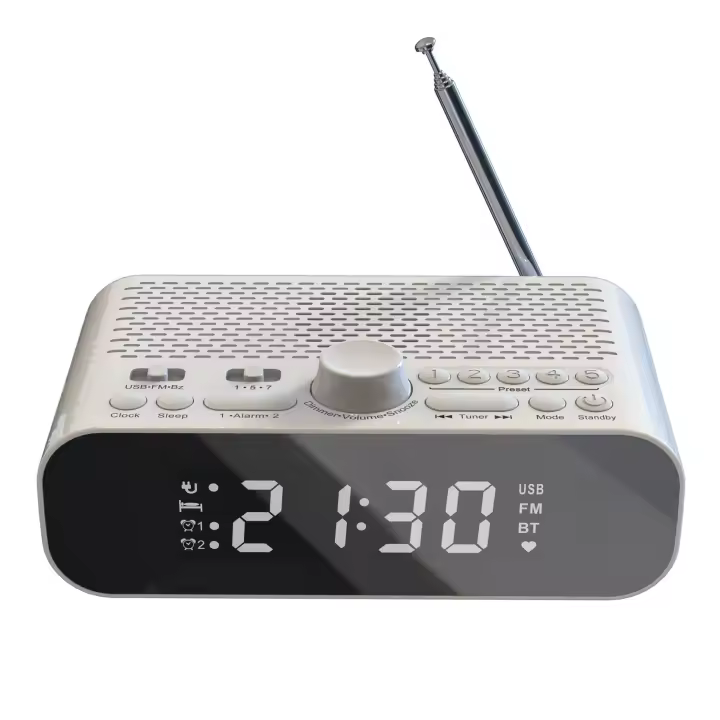 Radio FM con reloj despertador Dual con Bluetooth, reproductor de Streaming, pantalla LED, altavoz Hi-Fi con unidad de Woofer, 1500MAh - 1