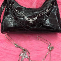 Bolso De Hombro Con Patrón De Cocodrilo Y2K Estilo Punk Oscuro Bolso De Cadena Para Verano Bolso Subcultural Sótano Para Mujer - details 13