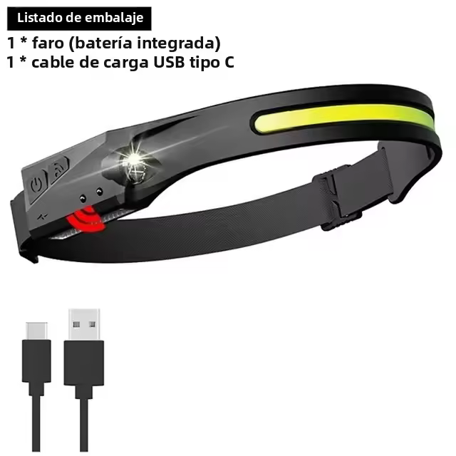Linterna Frontal LED Inducción Potente XPE+COB Con Luz USB Recargable Para Camping Pesca Buscaminos Impermeable - 1