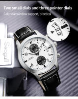 Reloj De Pulsera De Cuarzo Para Hombre SINOBI Estilo Casual Diseño Moda Cronógrafo Resistentes Al Agua Y Al Choque Con Correa De Cuero Relogio Masculino I-W-C - details 3