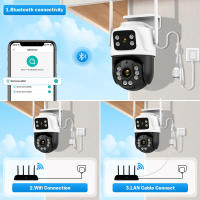 Camara vigilancia wifi interior, Cámara Wifi de doble lente 360º protección de seguridad IP66 8MP 4K detección humana inalámbrica al aire libre ICSEE Videovigilancia PTZ - details 10