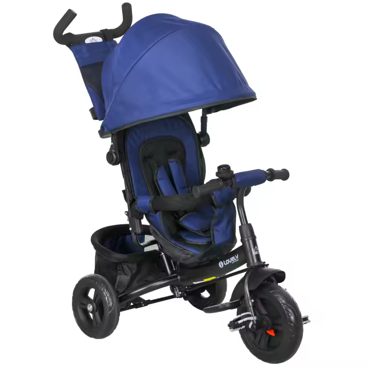 HOMCOM Triciclo para Bebés Triciclo Evolutivo para Niños con Toldo Plegable Mango de Empuje Telescópico y Desmontable Bolso para Mamá y Portabotellas 102x49x102 cm - 1