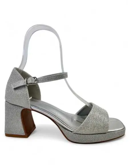 Sandalia tacon fiesta plataforma mujer plata 130794 - 1
