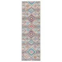 vidaXL Alfombra de interior/exterior diseño vintage ARBIZU 80x250 cm Color Rosa,  Multicolor,  Gris claro y mas Alfombras de área  Alfombra de Piso para Sala de Estar Dormitorio Habitación Salón - details 0
