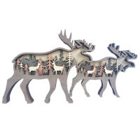 Wolf Totem Decorativo De Madera Vacío Navidad Animal Creatividad Adorno De Escritorio Para Coche Decoración LED Para Sala De Estar - details 13