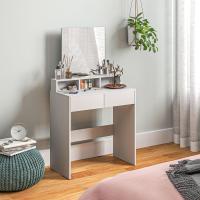 Makeup Vanity with Mirror, Dressing Table with 2 Drawers, 3 Open Compartments, Makeup Table for Small Spaces, Bedroom, 75x38x135 cm, White - details 6