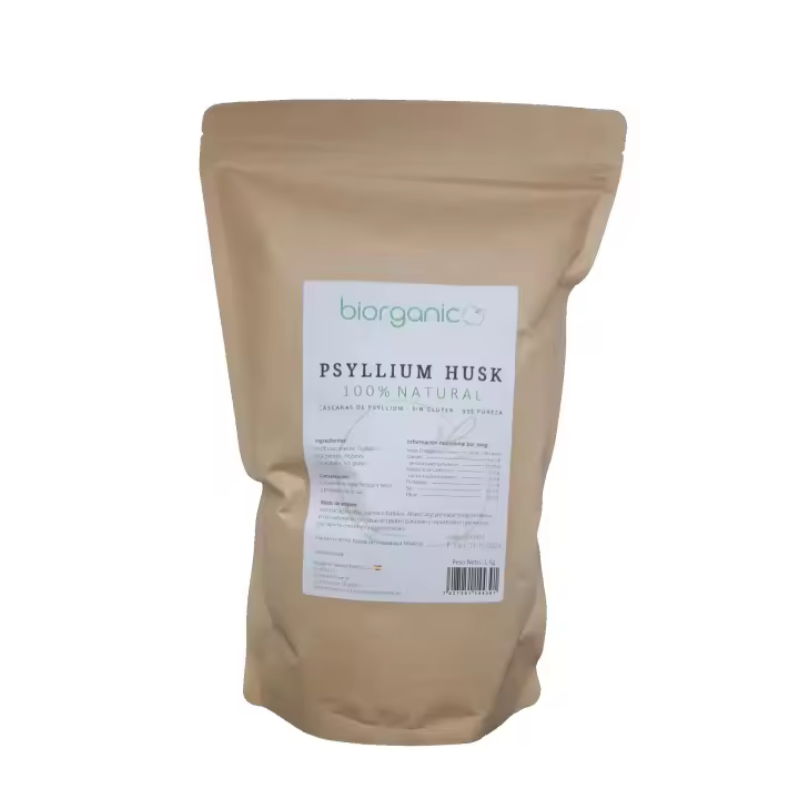 Psyllium Husk cáscara 1Kg – 100% natural - SIN GLUTEN – Biorganic - marca española. - 1