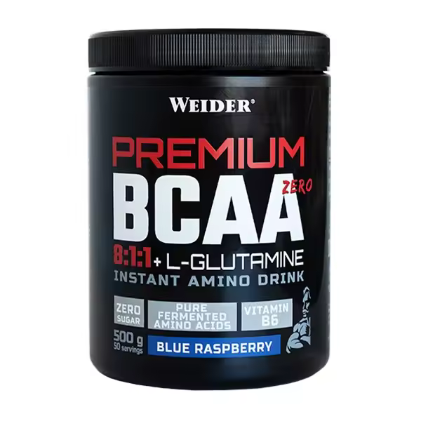 Weider - Premium BCAA Zero 8:1:1 + L-Glutamina 500 gr - Con Vitamina B6 -  Sabor: Frambuesa Azul - 1