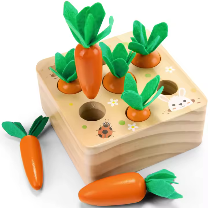 Juguetes para bebés 12 meses Juguetes de Madera Bebe Sensorial Zanahoria Clasificación Niños Pequeños Juguetes Educationos para 1 2 3 años Niños, Bebés - 1