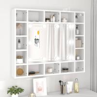 vidaXL Mueble con espejo y LED color 91x15x76,5 cm en color Roble Sonoma/Roble ahumado/Negro y más | almacenamiento funcional diseño moderno para baño dormitorio sala - details 4