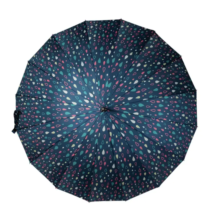 J.S ONDO PARAGUAS LARGOS ESTAMPADO GOTAS DE AGUA 16 VARILLAS ANTIVIENTOS Paraguas automático de bastón resistente al viento, paragua grande FUERTES NUEVO 2025 - 1
