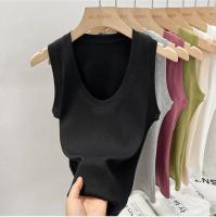 Camisola De Mujer 2025 Estilo Coreano Sólida Con Cuello Redondo Bajo Y Ribbed Basic Summmer Elasticado Slim Versátil - details 36
