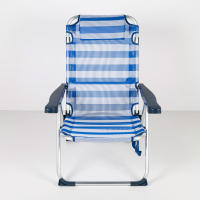 Aktive - Pack 2 sillas de playa 2 en 1 con cojín, plegables con función tumbona, estructura de aluminio y textileno en rayas azul, reclinables, ligeras y fáciles de transportar, 48x60x90 cm - details 1
