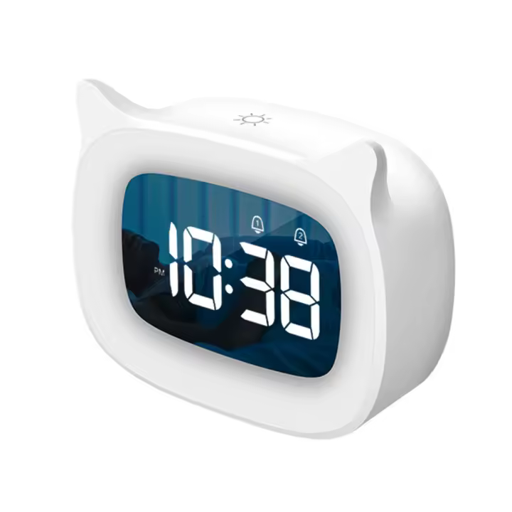 PORCHEDDU Mini Reloj despertador with Diseños animados para Mesita de noche de Gato, Reloj electrónico luminous LED, despertador de escritorio para niños - 1