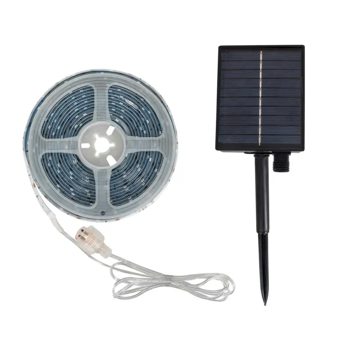 Ledkia Tira LED Exterior Solar 3.7V DC 30LED/m 5m IP65 Ancho 8mm Corte cada 3cm 4000K Blanco Neutro - 1
