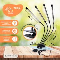 Lámpara de cultivo LED GrowFlex X4 Mobiclinic® 3 Modos 6000K 10 Niveles de brillo 4 Cabezales Espectro completo Temporizador Giro 360º 80W Flexible Plantas de interior USB - details 0