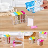 Juego de 6 tarros de especias de plástico transparente, receptaculo para almacenamiento condimentos para - details 2