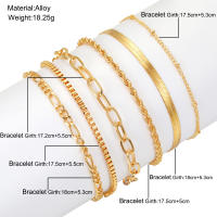 Set De 6 Pulseras Bohemio Multicapa Y Delgadas Para Mujer En Color Oro Metálico Accesorios De Joyería De Verano Y2K Clasico Minimalista Con Cierre De Cangrejo - details 1